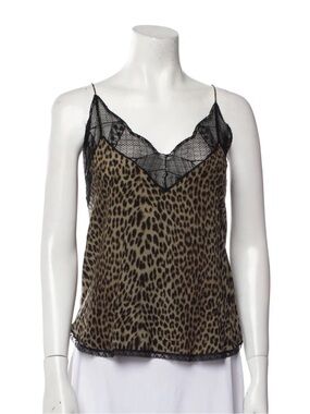 Zadig & Voltaire Leopard Print Lace-Trim Silk Cami - Brown & Black